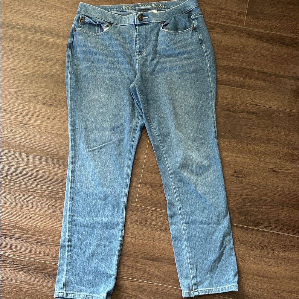 Belle by Kim Gravel Straight Leg Blue Jeans